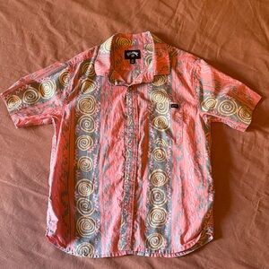 Billabong Pink and Gray Kids Button Down Shirt